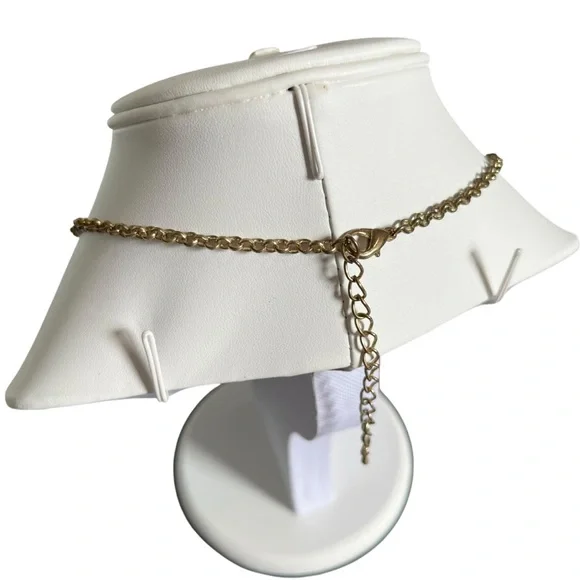 🍭5 for $20🍭 Silver Tone Green Foil Beaded Drop Statement Necklace CC - Picture 4 of 5